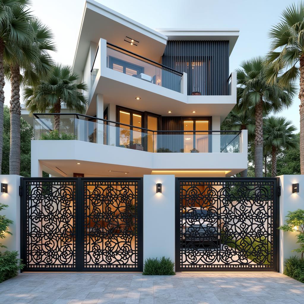 Xu hướng sử dụng hoa văn sắt CNC đẹp trong kiến trúc hiện đại, ứng dụng cho cửa cổng, lan can, hàng rào, vách ngăn kim loại.